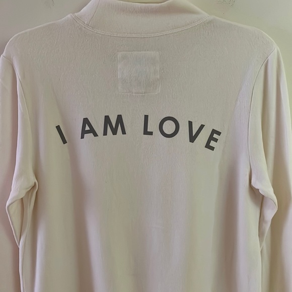 PEACE LOVE WORLD Comfy Mock Neck Pullover with “I AM LOVE” Graphic on the Back - Picture 2 of 6